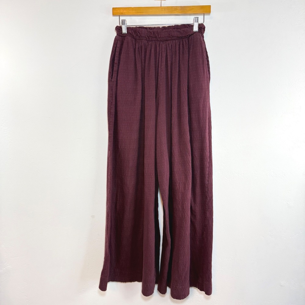 Free People Beach Wide Leg Pull On Pants Burgundy Oversized Boho Coastal XS